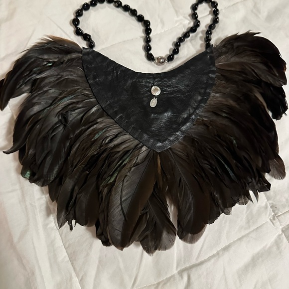 Valextra Black Leather and Feather Necklace - Picture 2 of 9